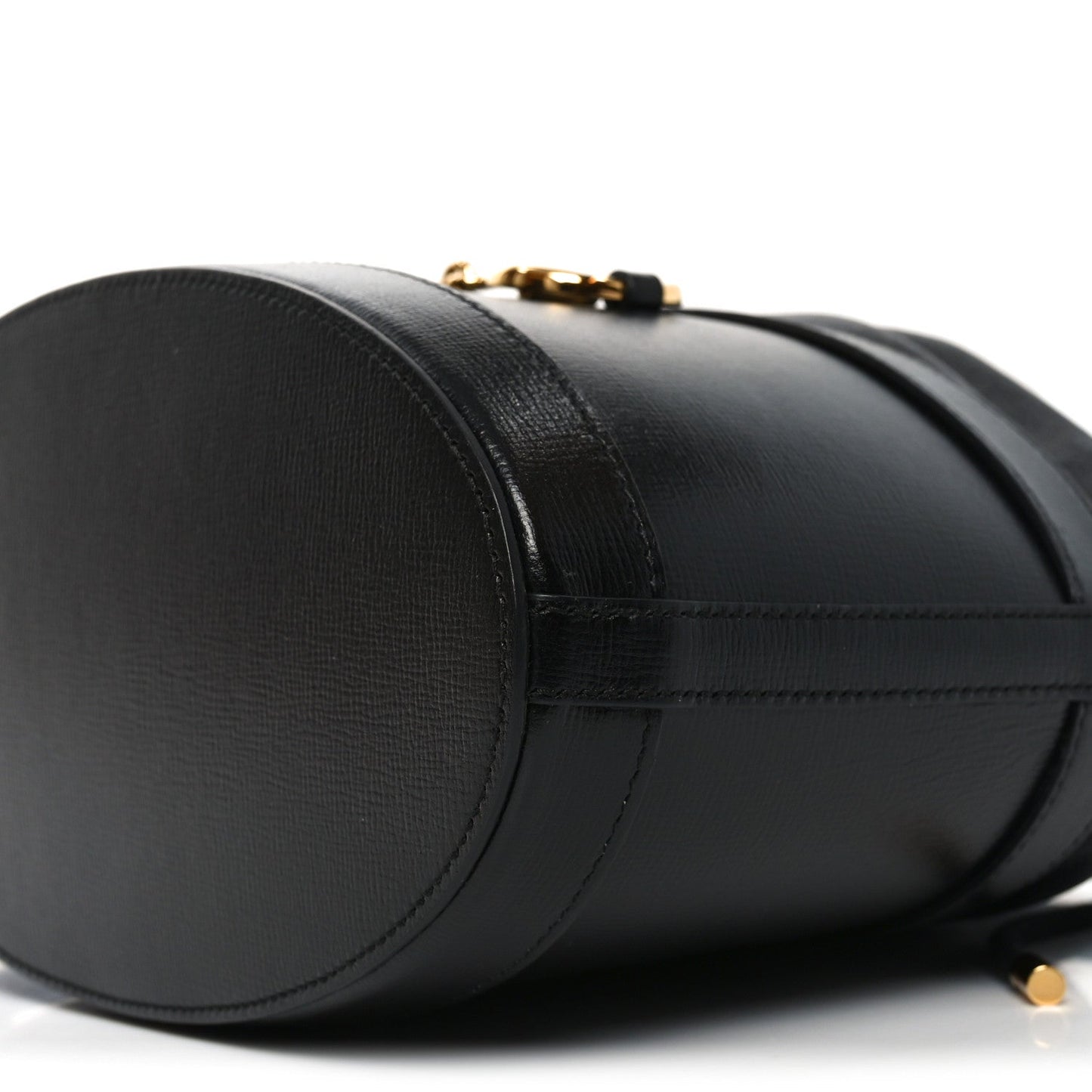 Azalea Sakai Calfskin Horsebit 1955 Drawstring Bucket Bag Black