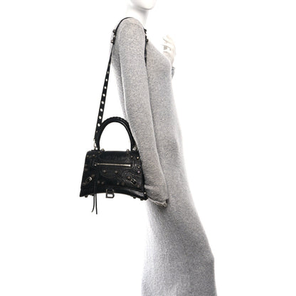 Arena Lambskin Medium Hourglass X Le Cagole Top Handle Bag Black