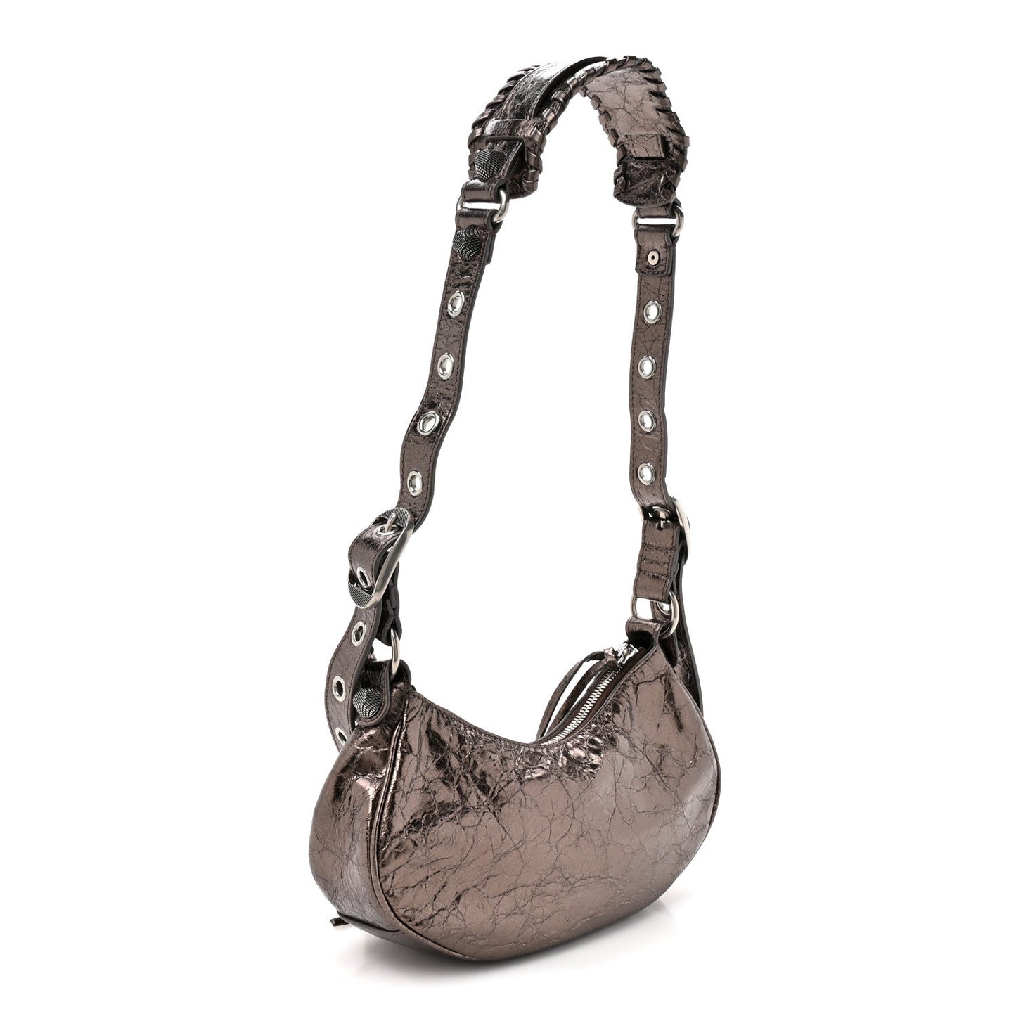 Metallic Agneau Arena Le Cagole Shoulder Bag XS Dark Bronze