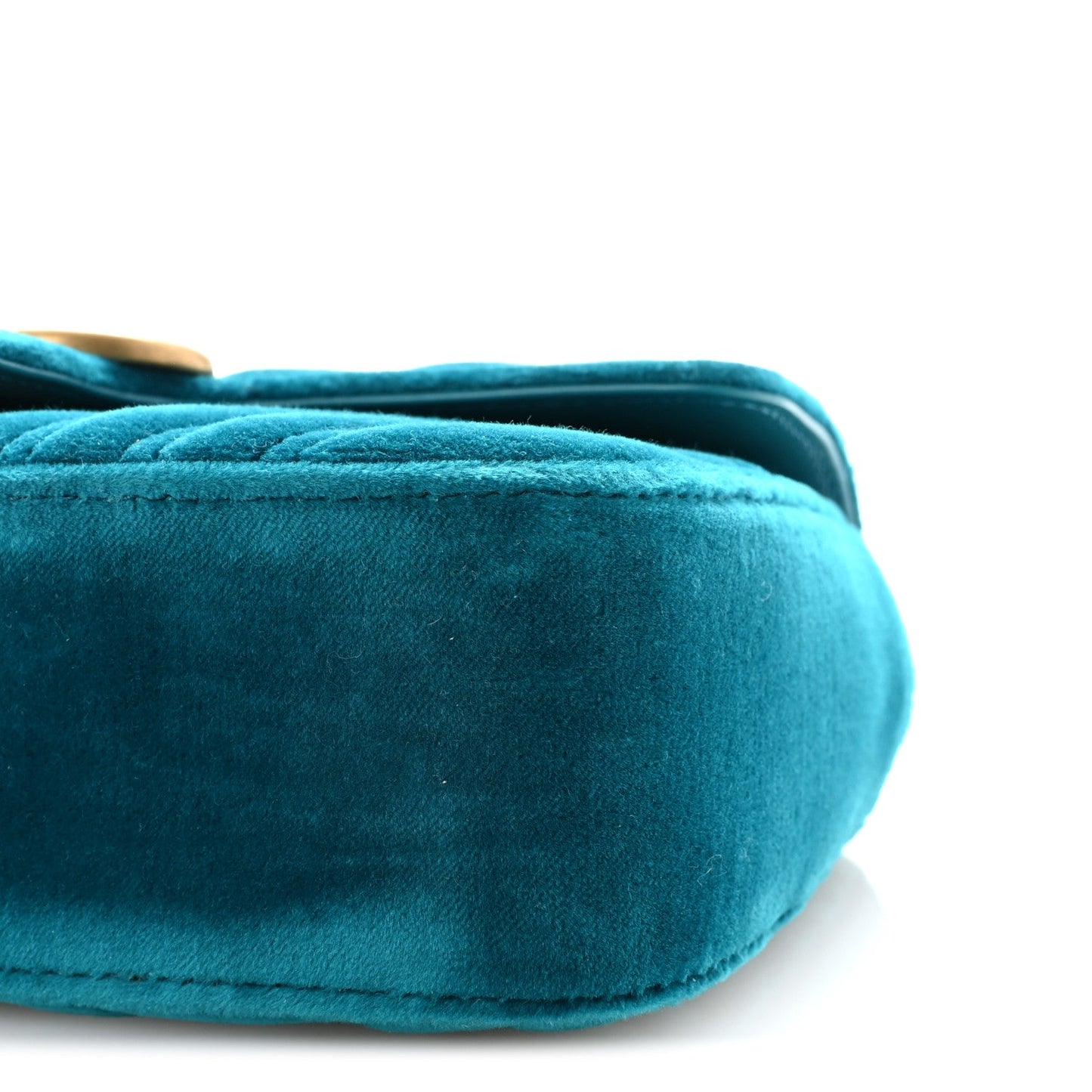 Velvet Matelasse Mini GG Marmont Shoulder Bag Pavone Cyan