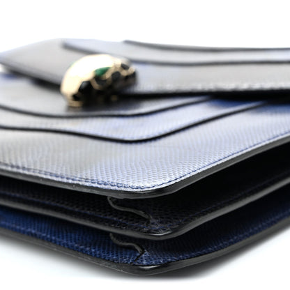 Shiny Karung Medium Serpenti Forever Crossbody Bag Dark Blue