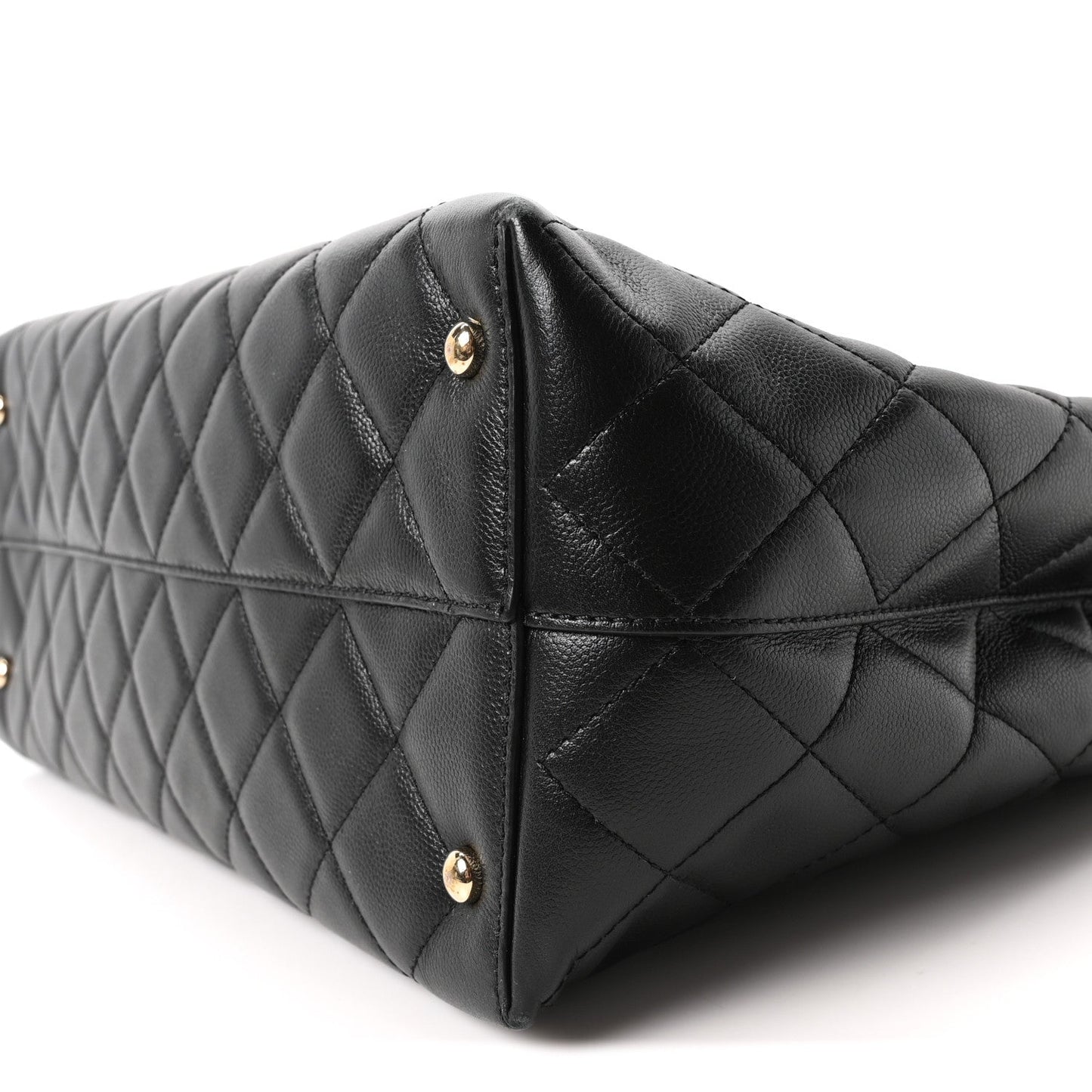 Caviar Quilted Small Shopping Tote Black