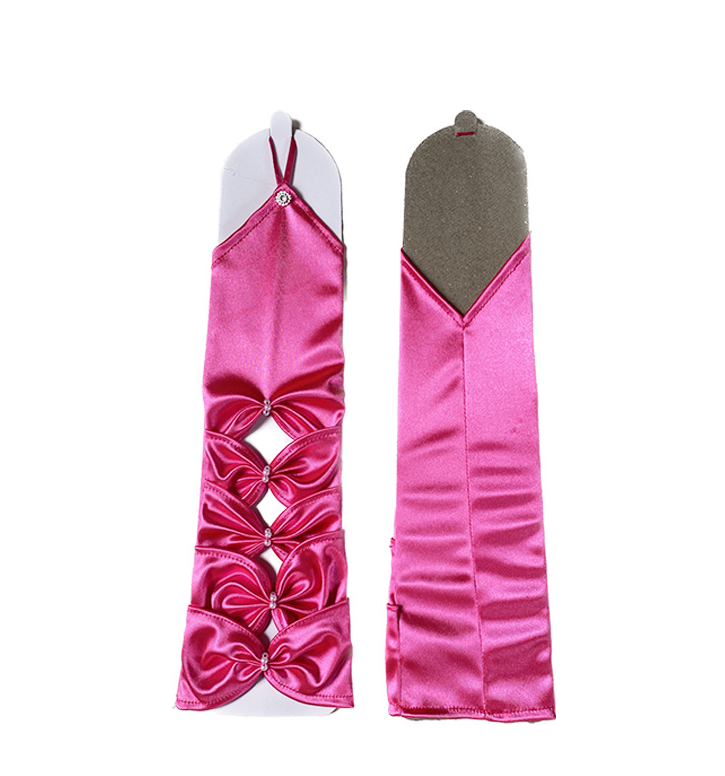 Hollow hook elastic wedding dress wedding gloves medium length embroidered beaded gloves bow     S6260