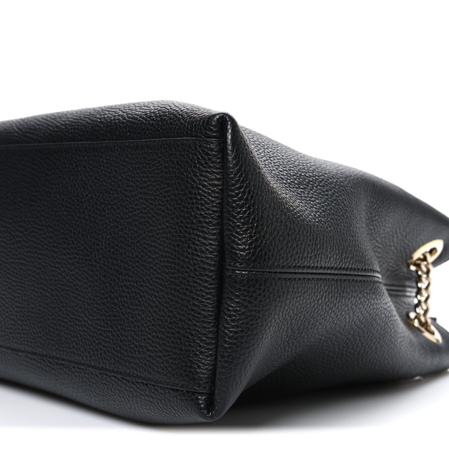 Pebbled Calfskin Medium Soho Chain Shoulder Bag Black