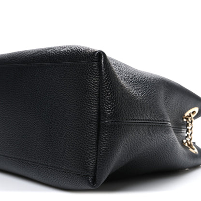 Pebbled Calfskin Medium Soho Chain Shoulder Bag Black