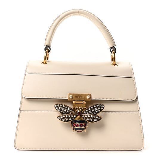 Calfskin Small Queen Margaret Top Handle Bag Mystic White