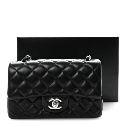 Lambskin Quilted Mini Rectangular Flap Black