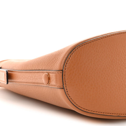 Grainy Calfskin Vertical Hobo Bag Almond Beige