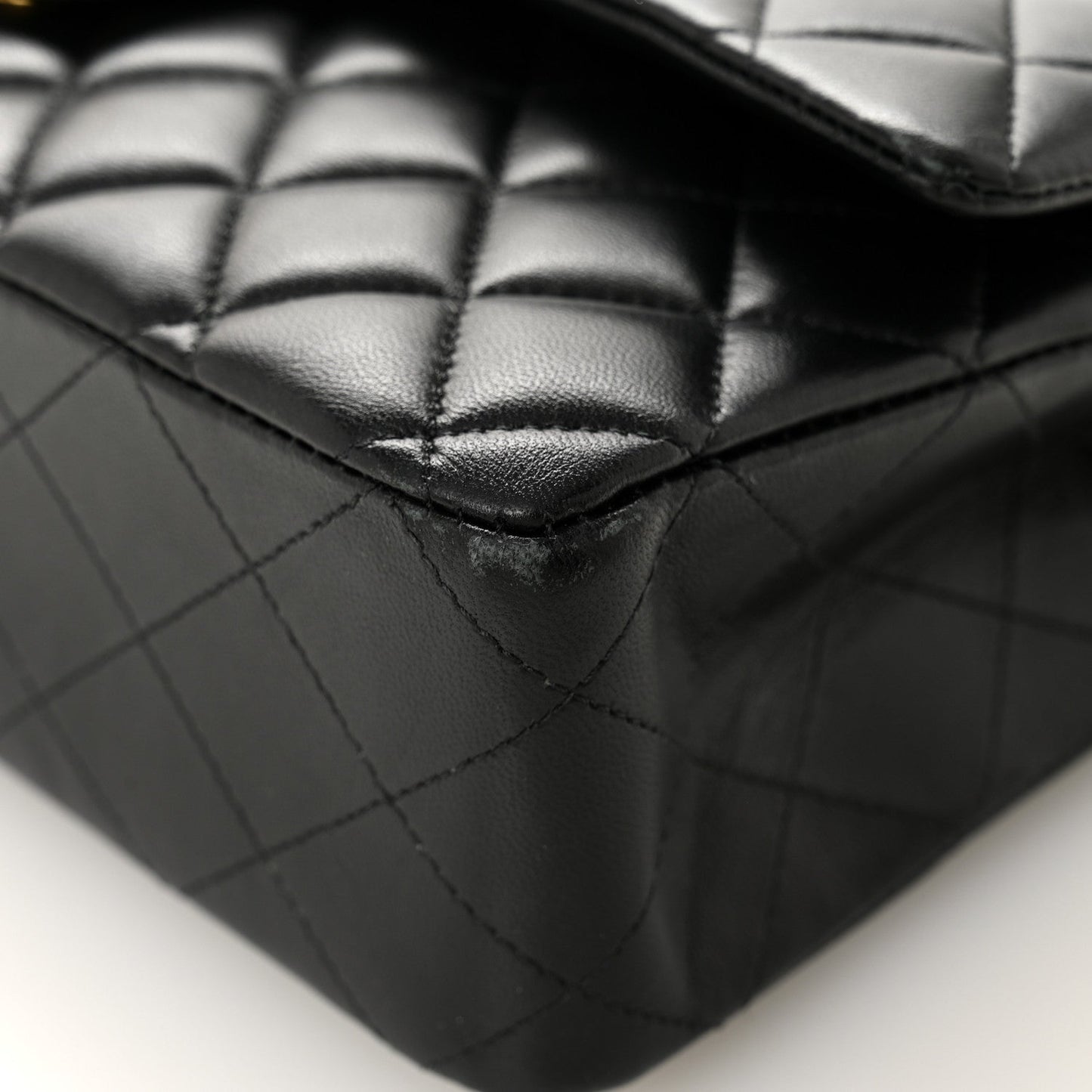 Lambskin Quilted Medium Double Flap Black