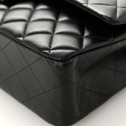 Lambskin Quilted Medium Double Flap Black