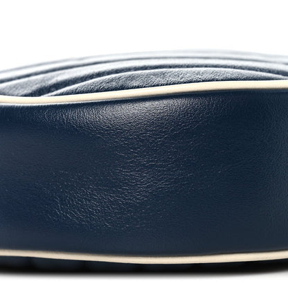 Azalea Calfskin Matelasse Diagonal Mini Torchon GG Marmont Round Shoulder Bag Blue Agata Mystic White