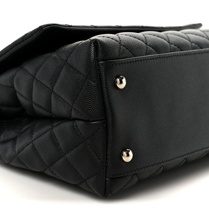 Caviar Quilted Small Coco Handle Flap Black