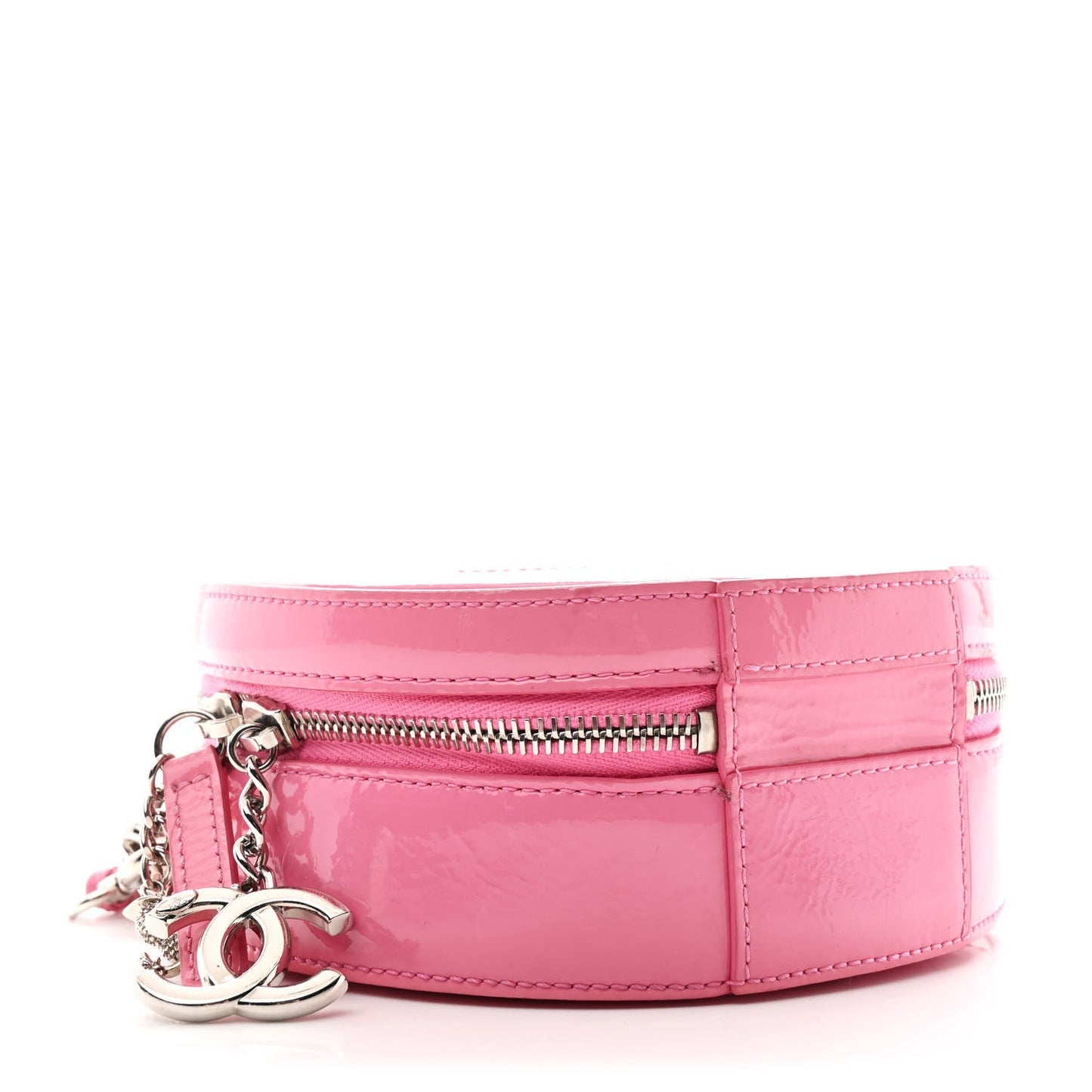 Glazed Calfskin Round As Earth Evening Bag Pink