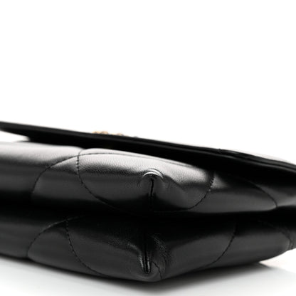 Lambskin Quilted Chanel 19 Flap Clutch Black
