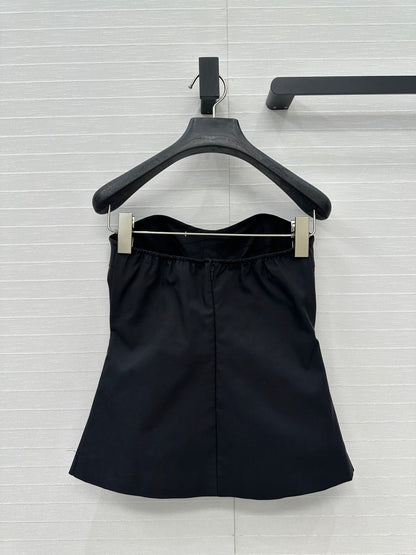 Prada 25 Cat Ear Tube Top Vest Black Cotton