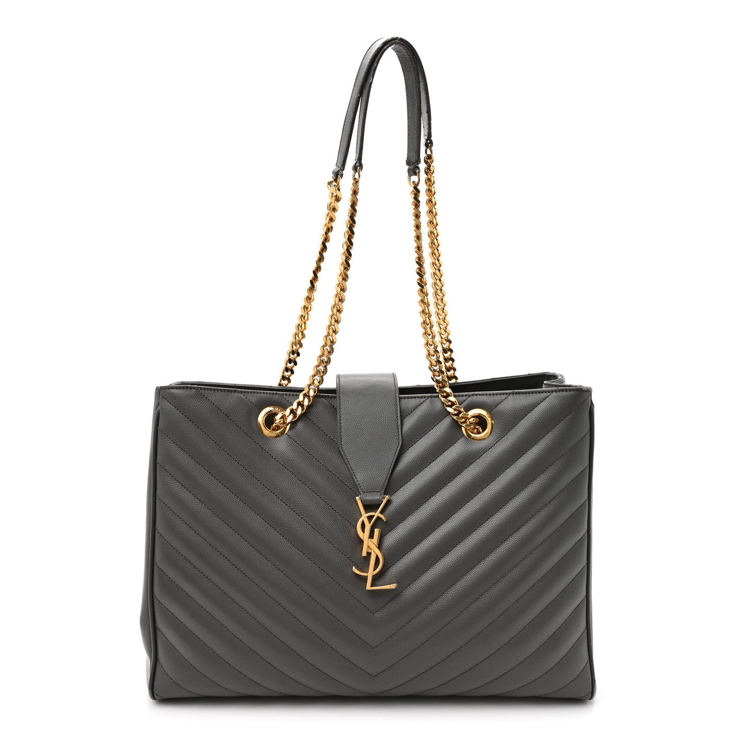 Grain De Poudre Matelasse Chevron Monogram Shopping Bag Fog