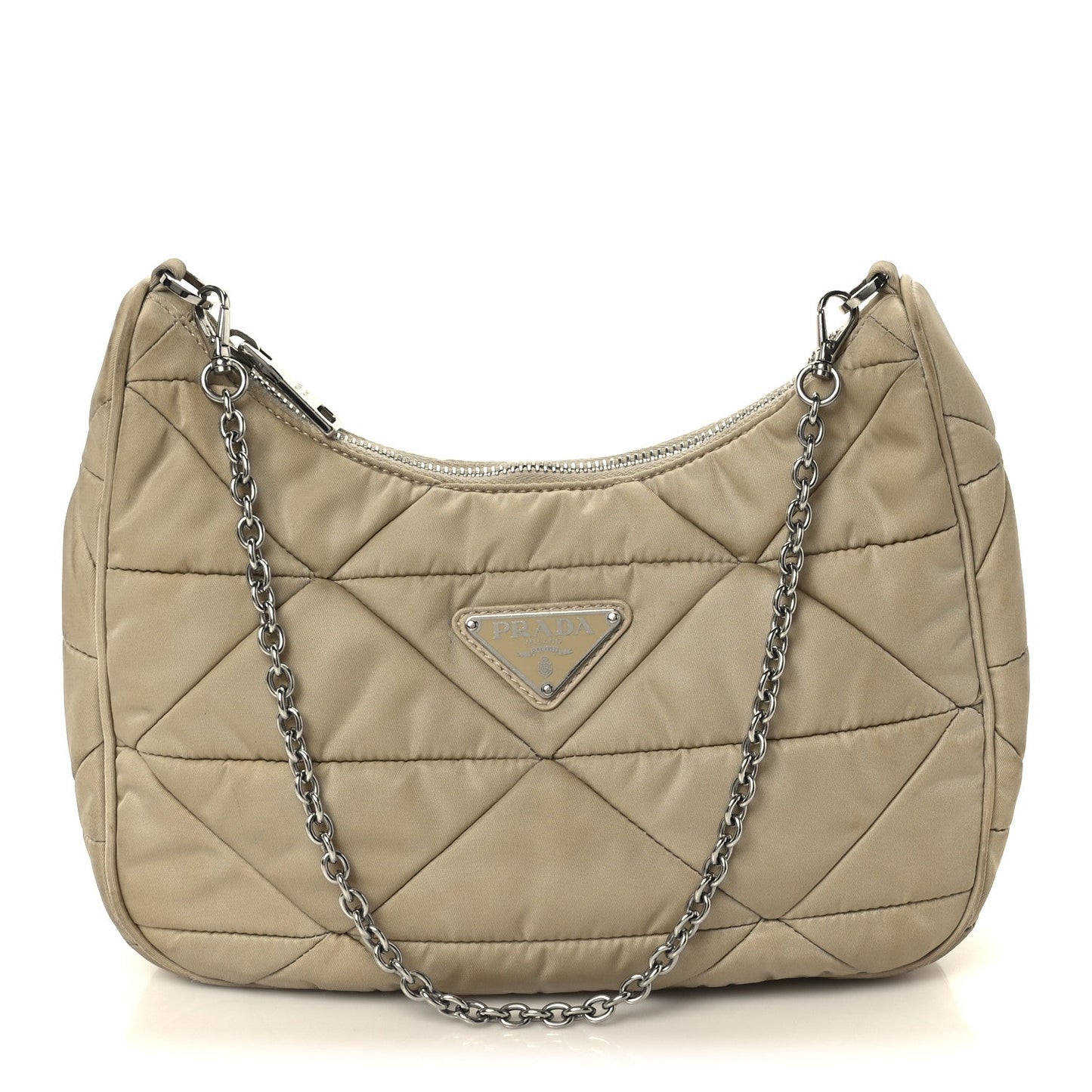 Re-Nylon Triangle Quilted Padded Patchwork System Shoulder Bag Deserto