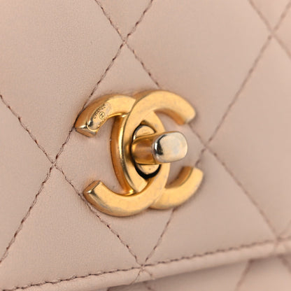 Lambskin Quilted CC Pearl Crush Wallet on Chain WOC Light Pink