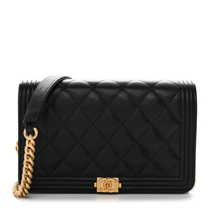 Caviar Quilted Boy Wallet On Chain WOC Black