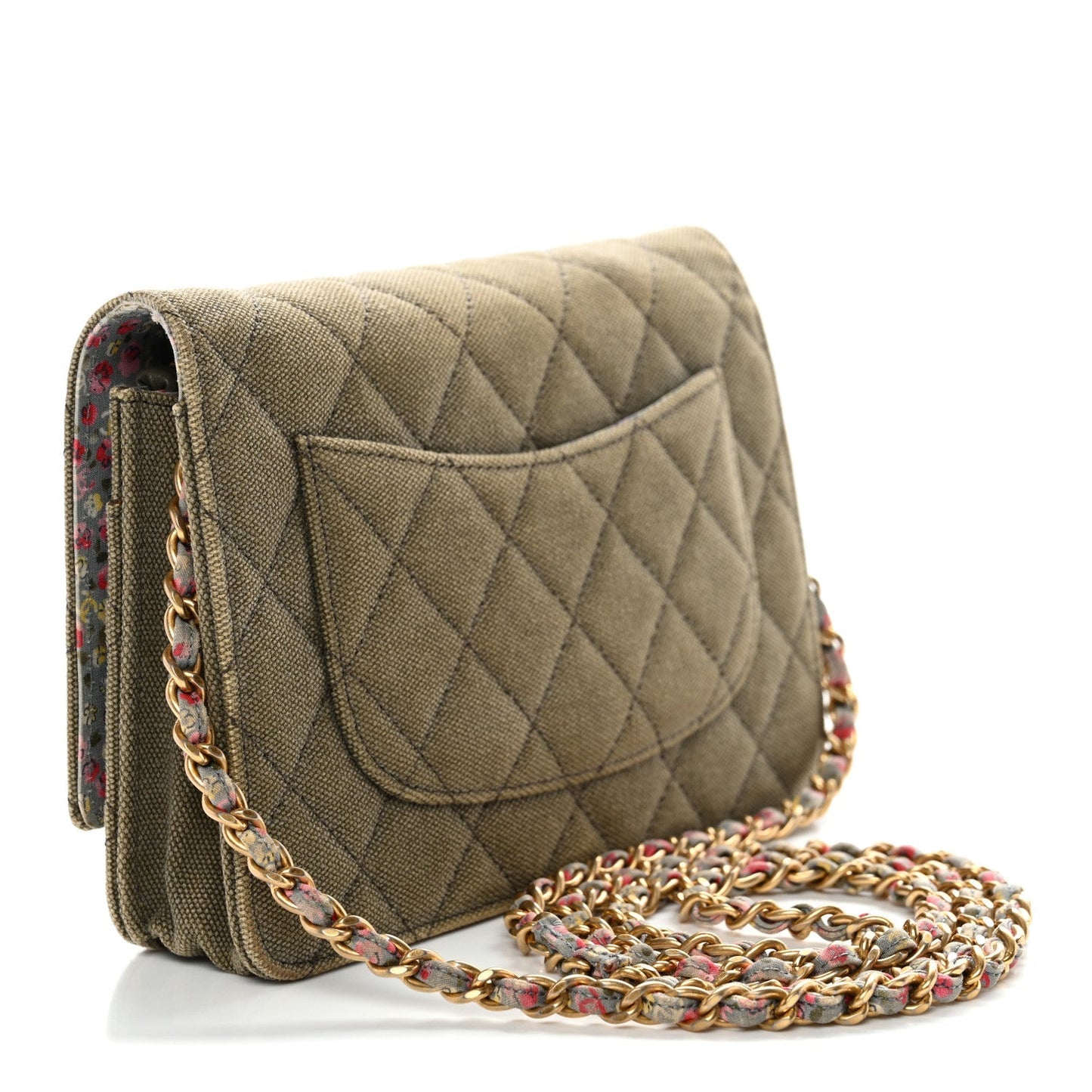 Canvas Quilted Coco Cuba Charms Wallet on Chain WOC Khaki