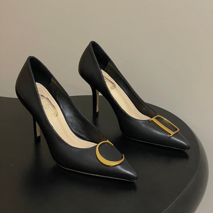CD 26 High-Heeled 85 Pumps Black Cowhide 593593