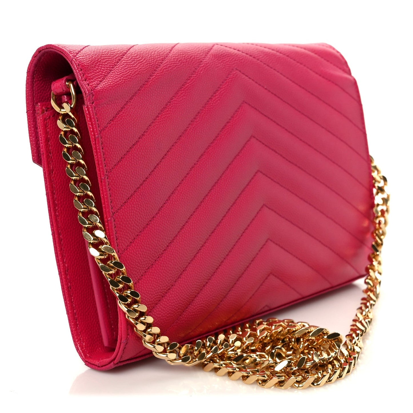 Grain De Poudre Matelasse Chevron Monogram Chain Wallet Bubblegum