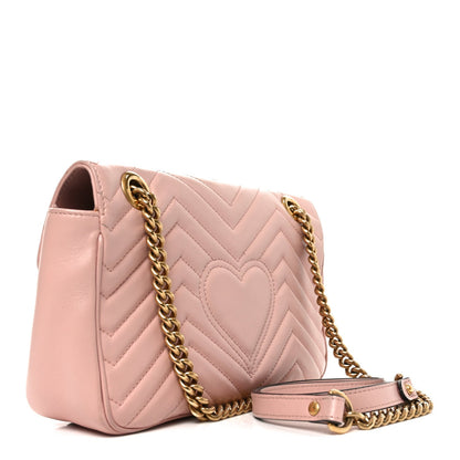 Calfskin Matelasse Small GG Marmont Shoulder Bag Porcelain Rose