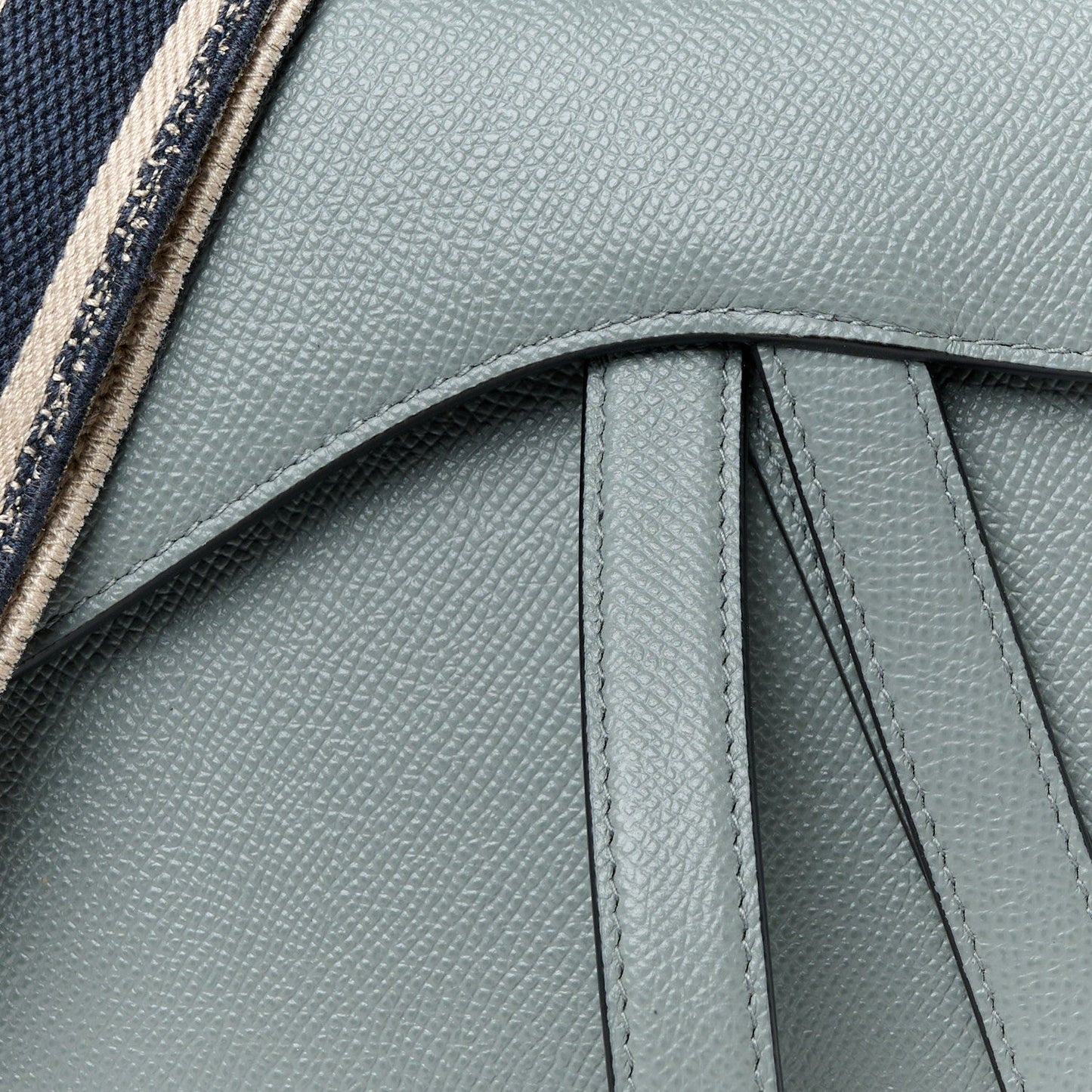 Grained Calfskin Saddle Bag With Strap Stone Grey