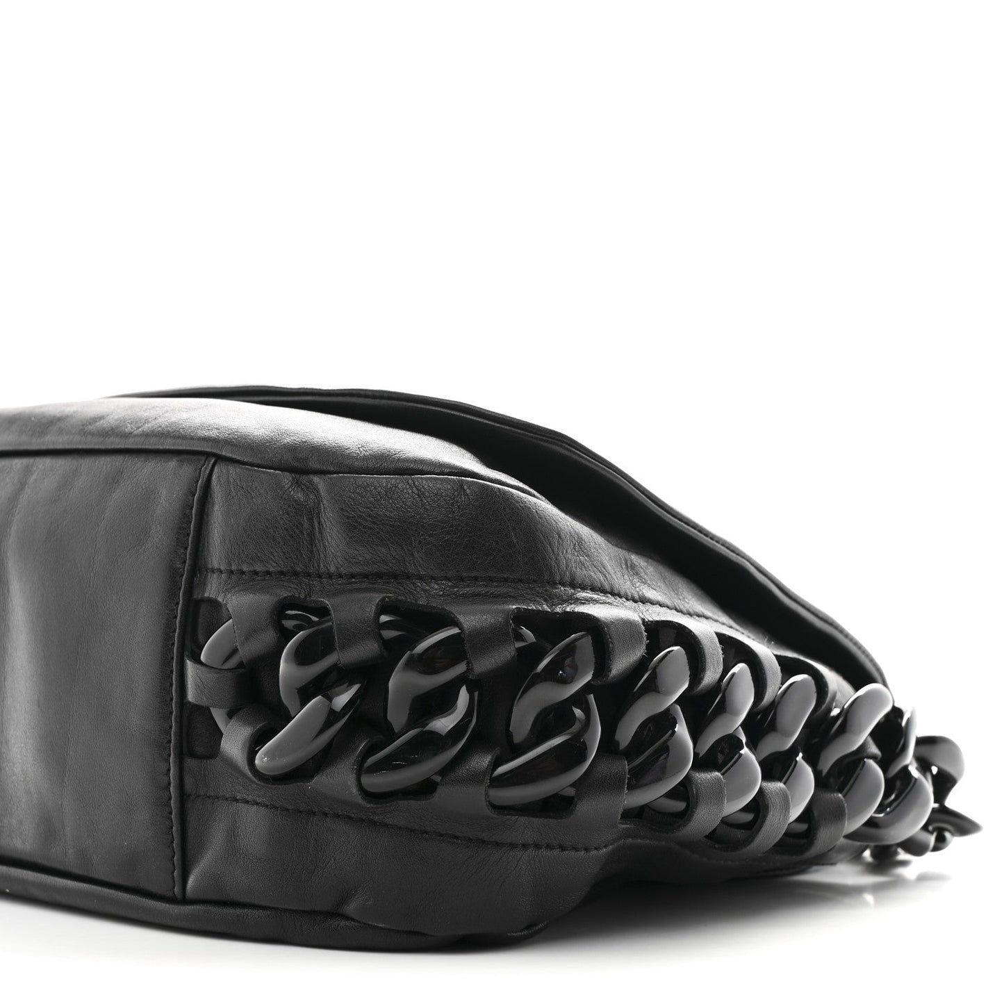 Calfskin Modern Chain Rhodoid Flap Black