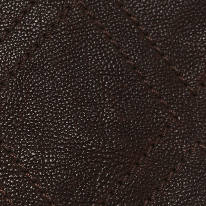 Calfskin Diamond Stitch Accordion Flap Brown