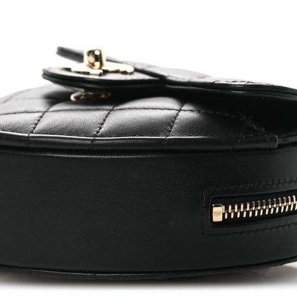Lambskin Quilted CC In Love Heart Clutch With Chain Black