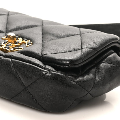 Goatskin Quilted Chanel 19 Waist Bag Black