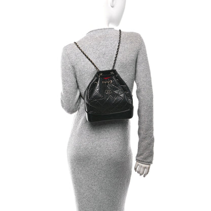 Aged Calfskin Quilted Small Gabrielle Backpack Black
