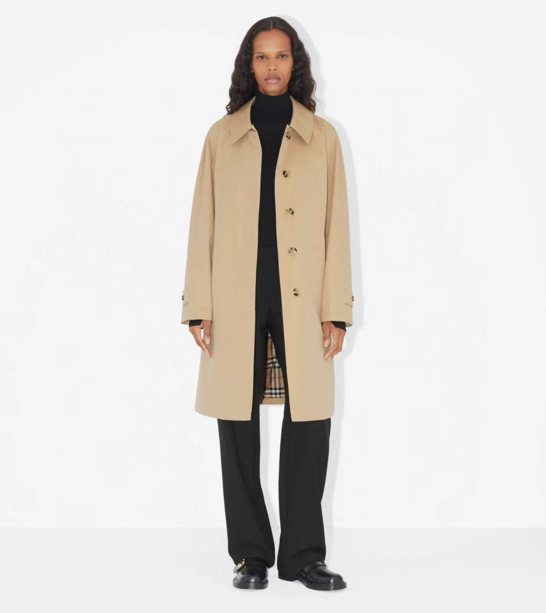 Burberry Gabardine Mid-Length Camden Heritage Car Beige Coat