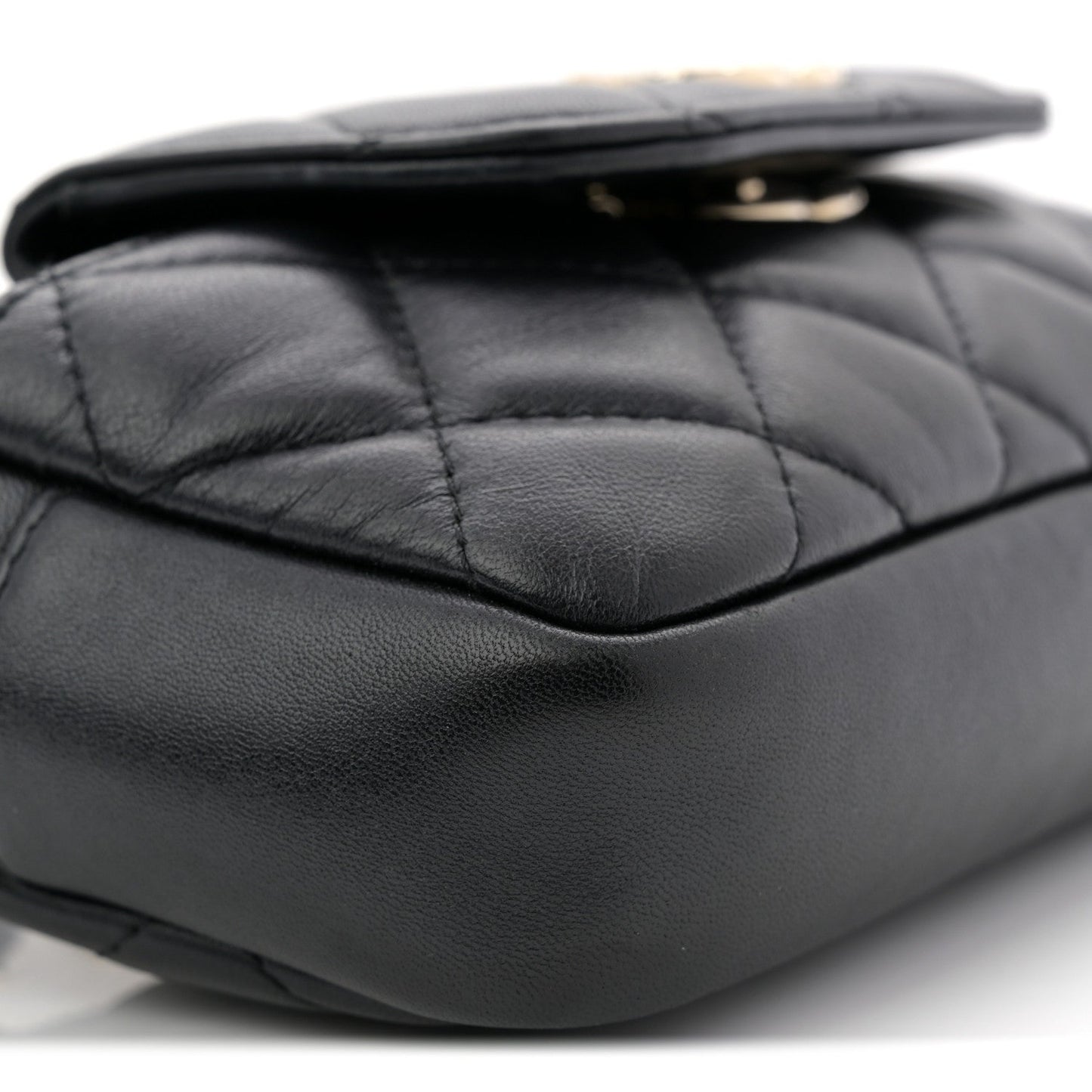 Lambskin Quilted Waist Bag Black