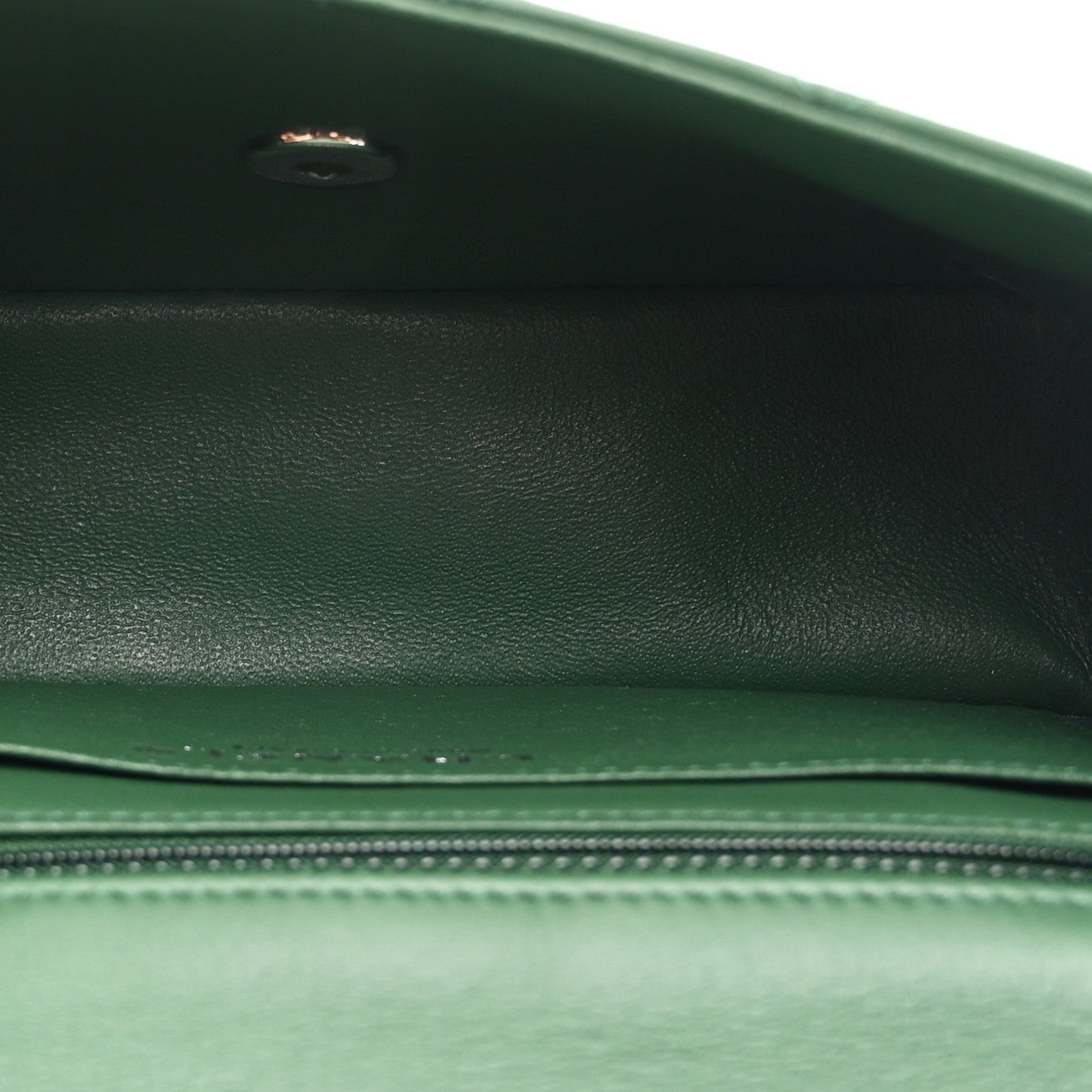 Lambskin Quilted Mini Rectangular Flap Dark Green