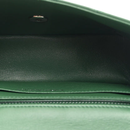 Lambskin Quilted Mini Rectangular Flap Dark Green