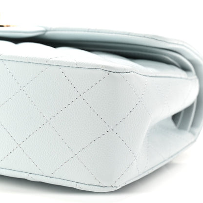 Caviar Quilted Small Double Flap Light Blue