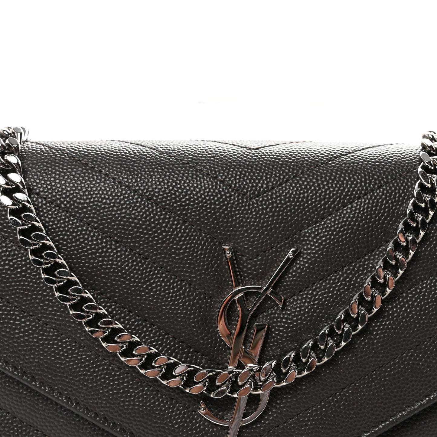 Grain De Poudre Matelasse Chevron Monogram Chain Wallet Earth