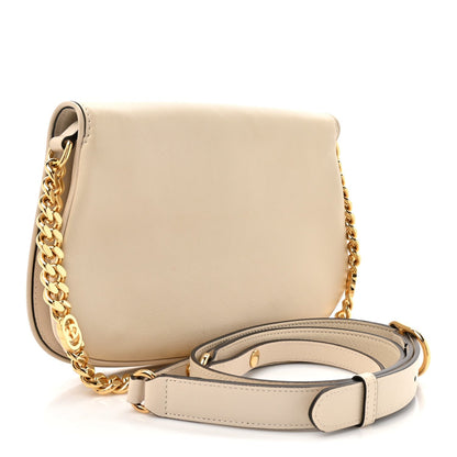 Roxy Calfskin Blondie Chain Shoulder Flap Bag Mystic White