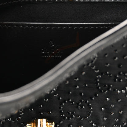 New Canvas Charisma Calfskin Crystal GG Monogram Mini Jackie 1961 Hobo Black
