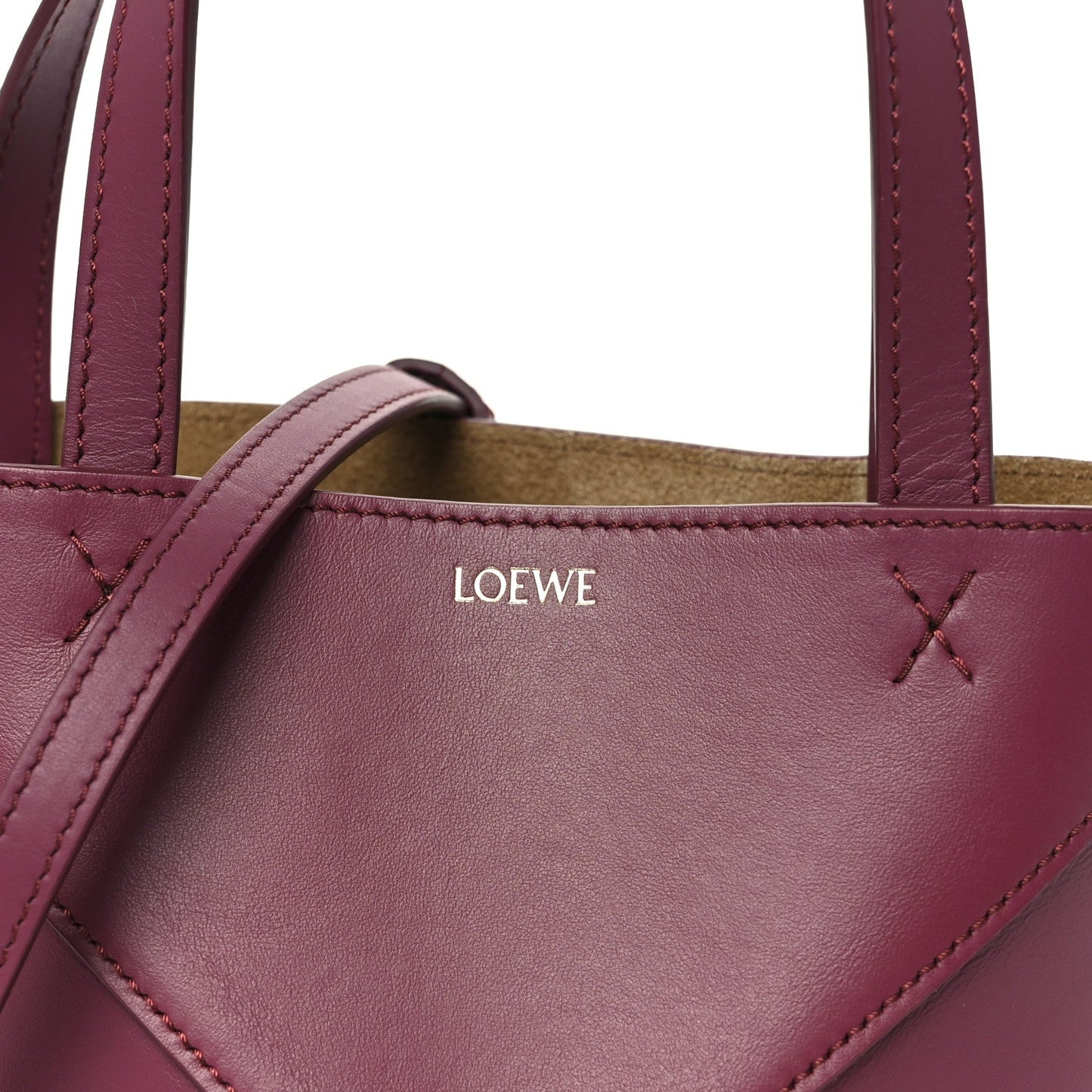 Shiny Calfskin Mini Puzzle Fold Tote Dark Burgundy