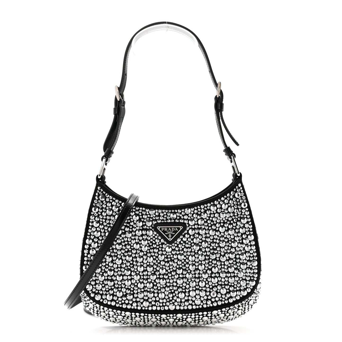 Satin Crystal Cleo Adjustable Strap Shoulder Bag Metal