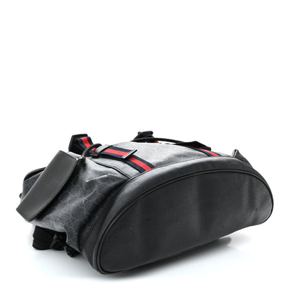 Soft GG Supreme Monogram Calfskin Web Double Buckle Backpack Black