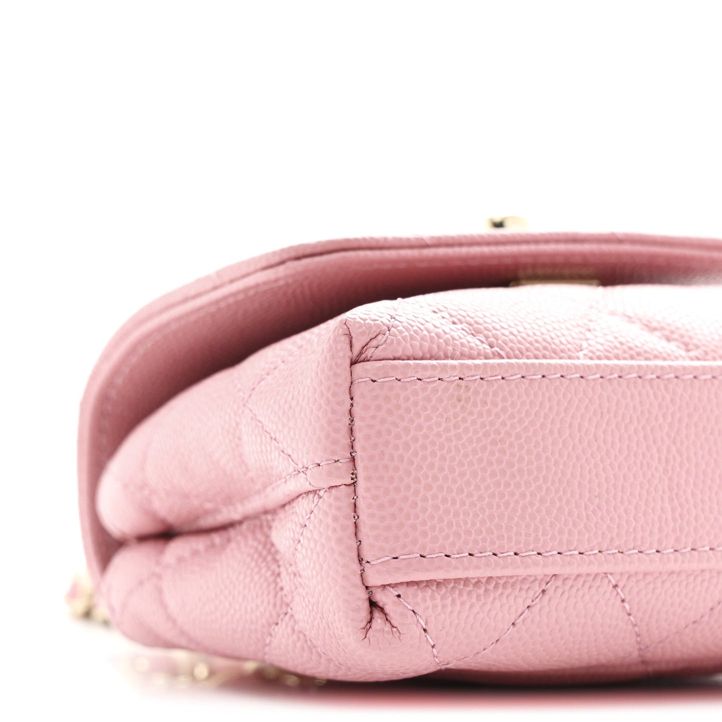 Caviar Quilted Nano Coco Handle Clutch With Chain Pink