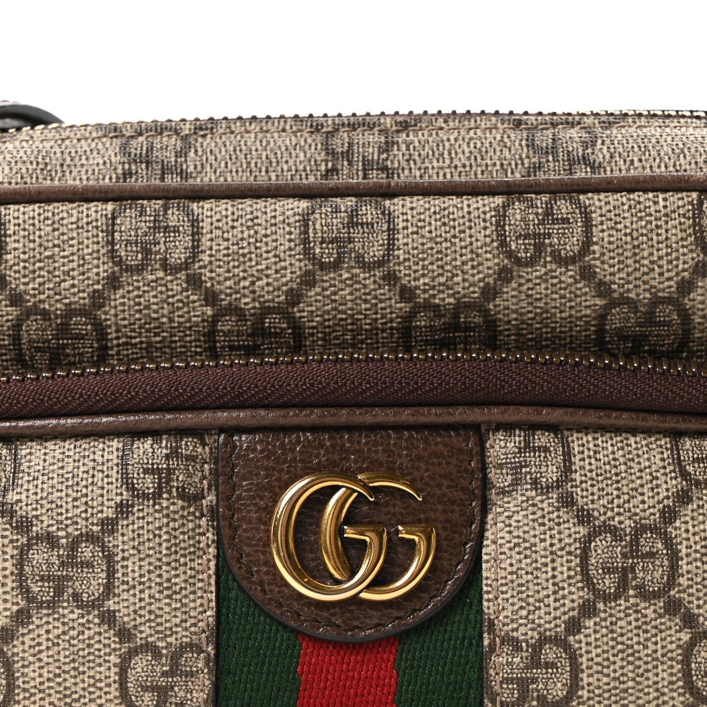 GG Supreme Monogram Textured Dollar Calfskin Web Mini Ophidia Convertible Shoulder Bag Beige Ebony New Acero