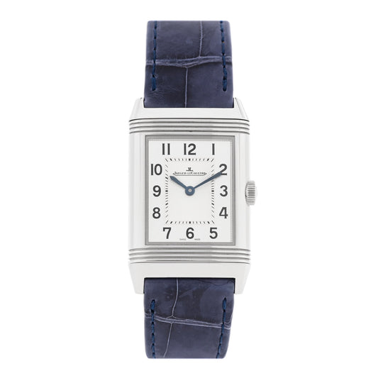 Stainless Steel Alligator Diamond 24mm Reverso Classic Duetto Manual Winding Watch Silver Q2588422