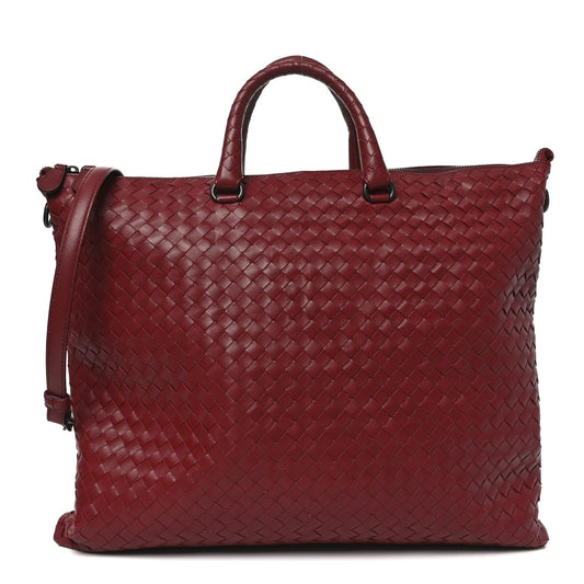 Nappa Intrecciato Medium Convertible Tote Burgundy