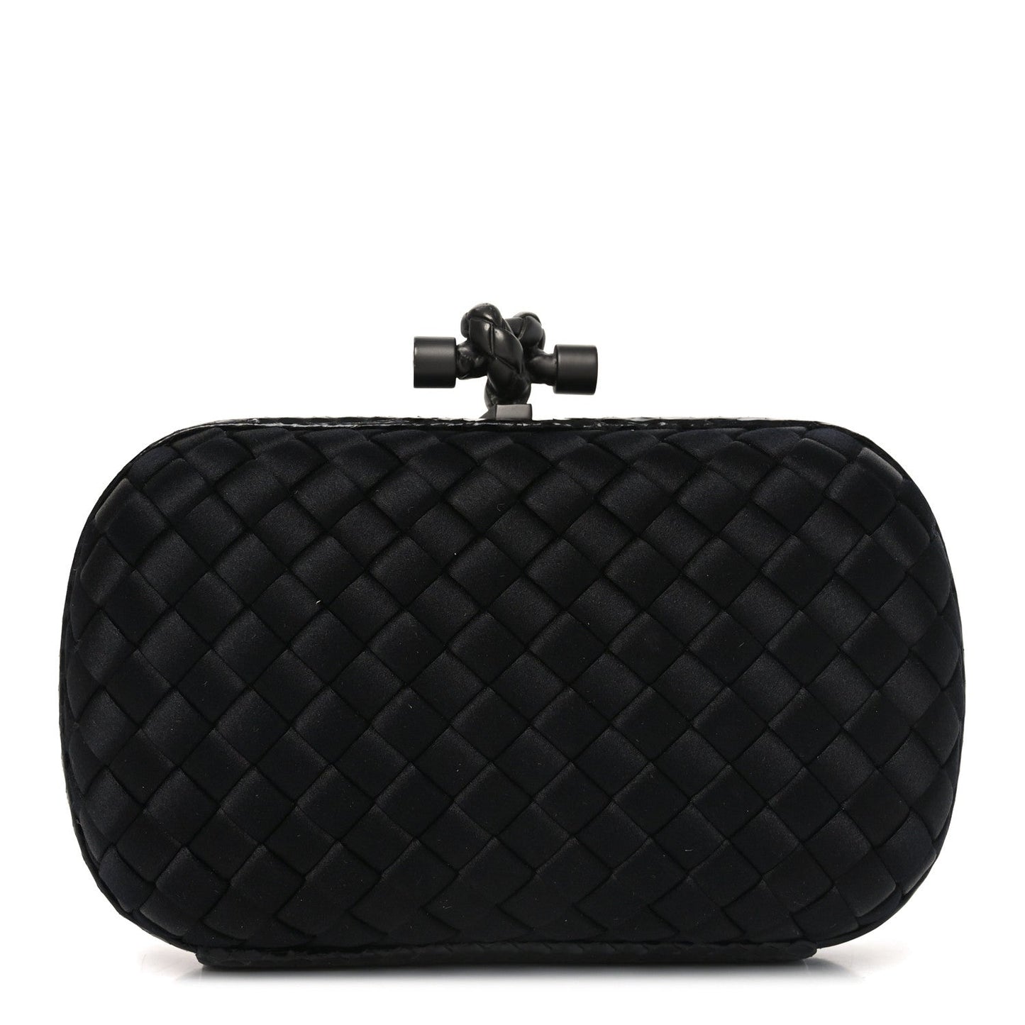 Satin Intreccio Impero Ayers Knot Clutch Black