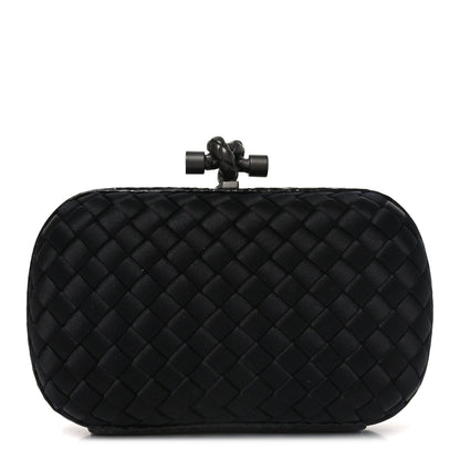 Satin Intreccio Impero Ayers Knot Clutch Black